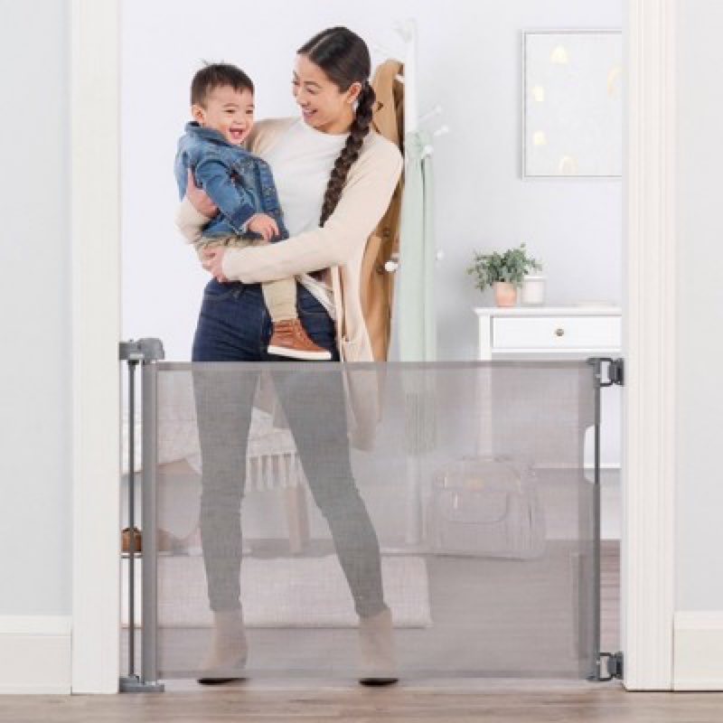 regalo fabric retractable baby gate - gray 130/140cm