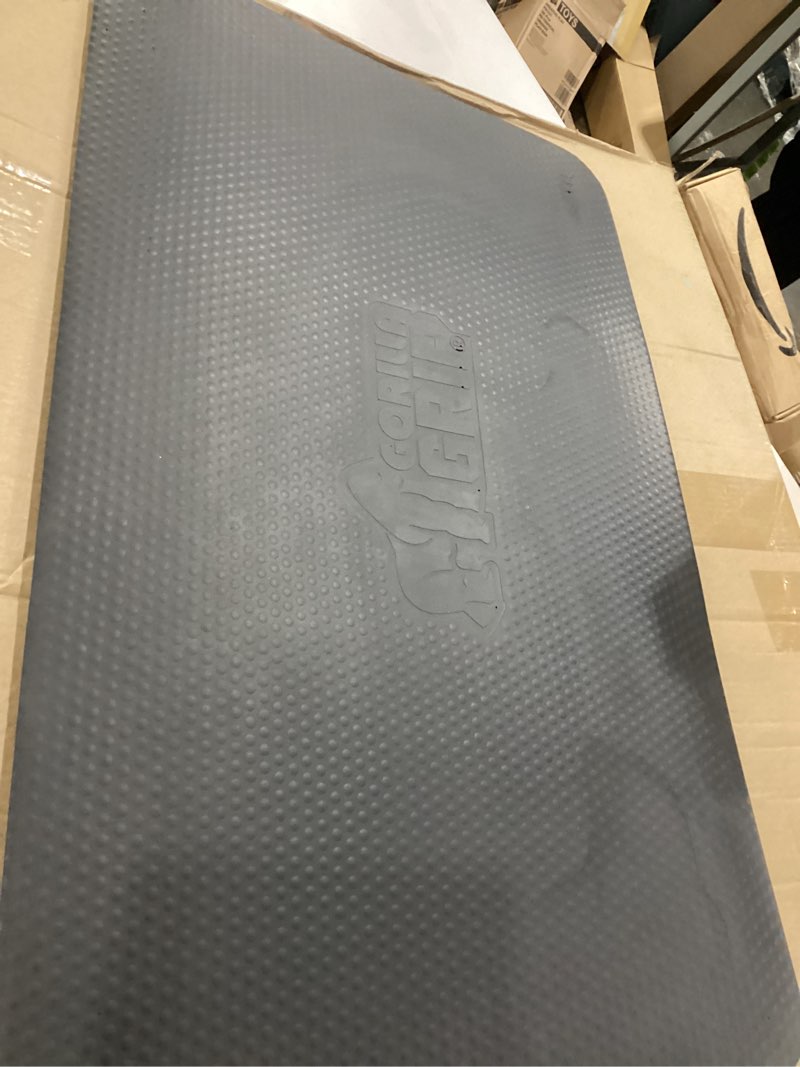 Condition photo showing Good Condition for gorilla grip comfortable cushioned kitchen mats for floor, 3/4 inch thick ergonomic standing desk anti fatigue mat, waterproof and stain resistant pebbled top, supportive padded foam rug, 20x32, black black 20" x 32" x 3/4"