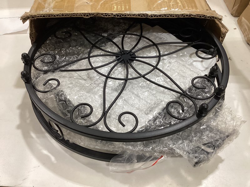 Condition photo showing Good Condition for casimr 2 tier plant stand indoor outdoor, 26.6" tall metal potted holder rack multiple flower pot stand heavy duty plant shelf rustproof iron plant round supports rack 26.6inch height
