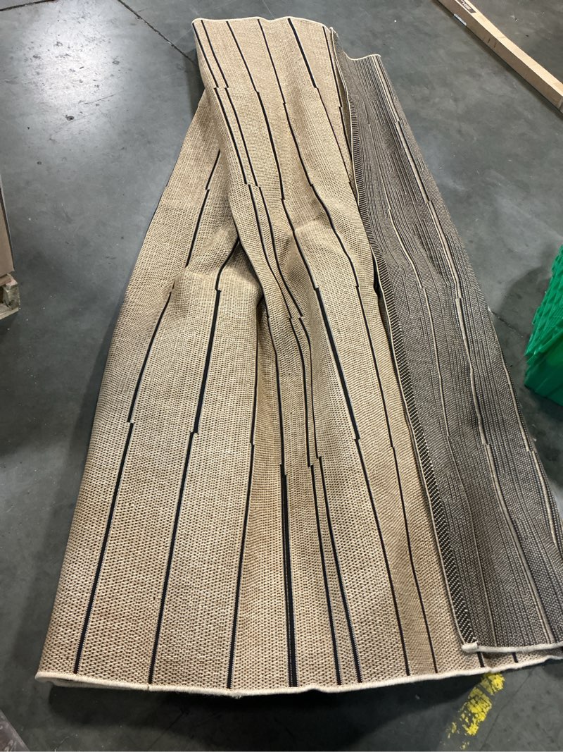 Condition photo showing Good Condition for origin 21 black stripe 7 x 10 (ft) flatweave polypropylene natural and black rectangular
