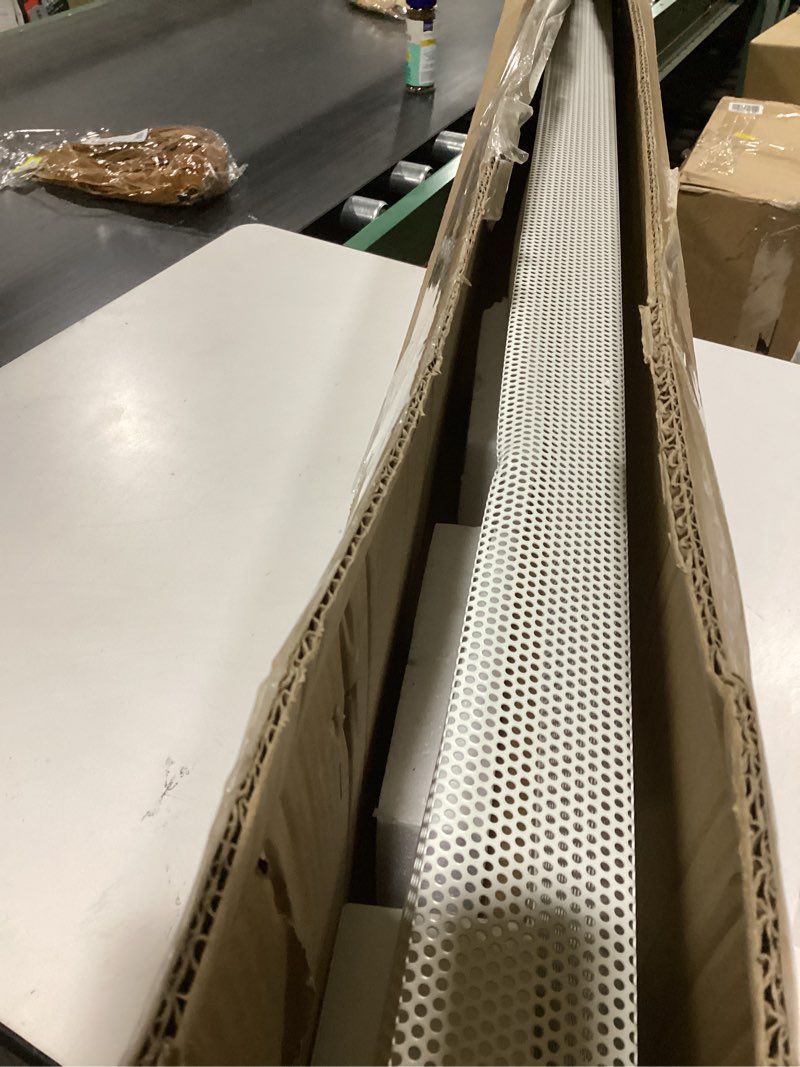 Condition photo showing As Is for 5ft Galvanized Steel Easy Slip-On Baseboard Heater Cover with Left and Right End Caps, High Quality Easy Installation Baseboard Cover Kit for Bathroom and Hydronic Home Heating Systems, BHC5 5 ft Baseboars Heater Cover