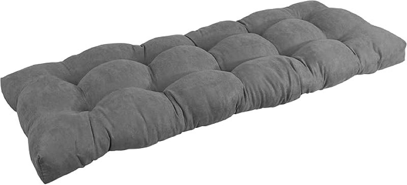 blazing needles microsuede tufted bench cushion, 48" x 18", steel grey 1 count
