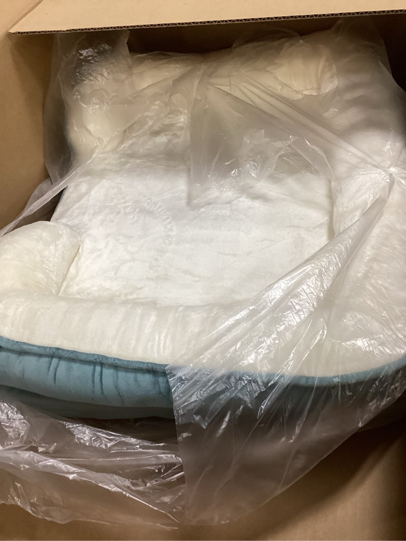 Condition photo showing Good Condition for Bedsure Orthopedic Dog Beds for Small Dogs - Washable Small Dog Cat Bed Waterproof, Comfort Pet Couch Sofa with Washable Removable Cover, Pets Bed with Nonskid Bottom, Dune Haze Blue, 24" 24"L x 18"W x 6"Th Dune Haze Blue