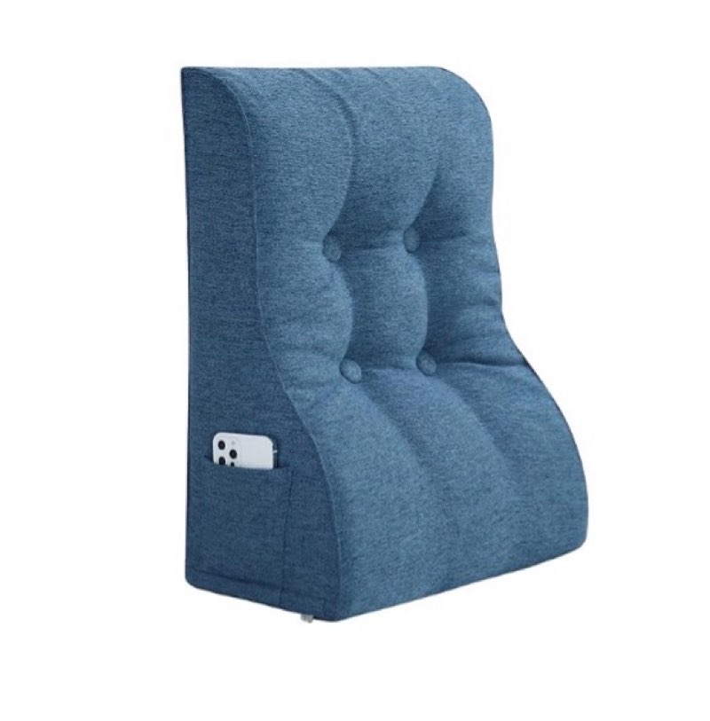 Roner Reading Pillow Bed Foam Wedge Adult for Back Support, Backrest Seat Cushion with Pockets, Bed Pillows for Sitting in Bed, Back Pillow with Shredded, Husband Pillow Blue 18x9x22 Inches