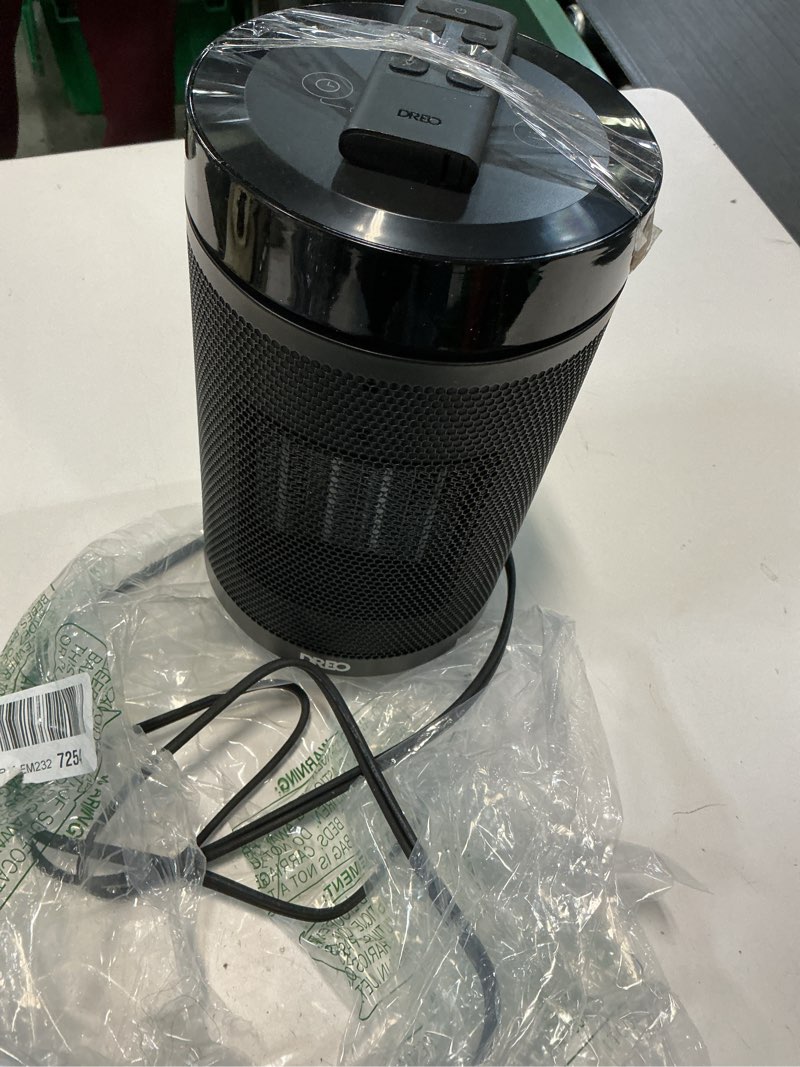 Condition photo showing Good Condition for Dreo Space Heater, Portable Electric Heaters for Indoor Use with Thermostat, Digital Display, 1-12H Timer, Eco Mode and Fan Mode, 1500W PTC Ceramic Fast Safety Heat for Office Bedroom Home, Black Black 10 inch