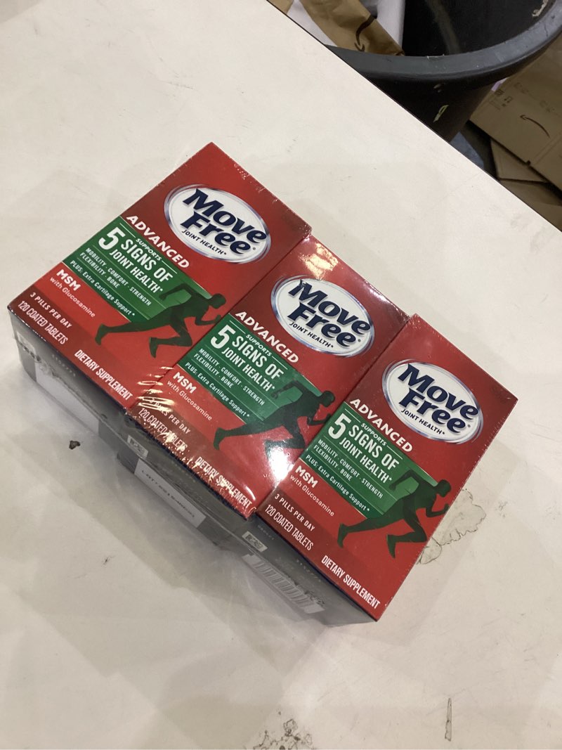 Condition photo showing New/Like New for Move Free Advanced Glucosamine Chondroitin MSM Joint Support Supplement, Supports Mobility Comfort Strength Flexibility & Bone - 120 Count (Pack of 3)