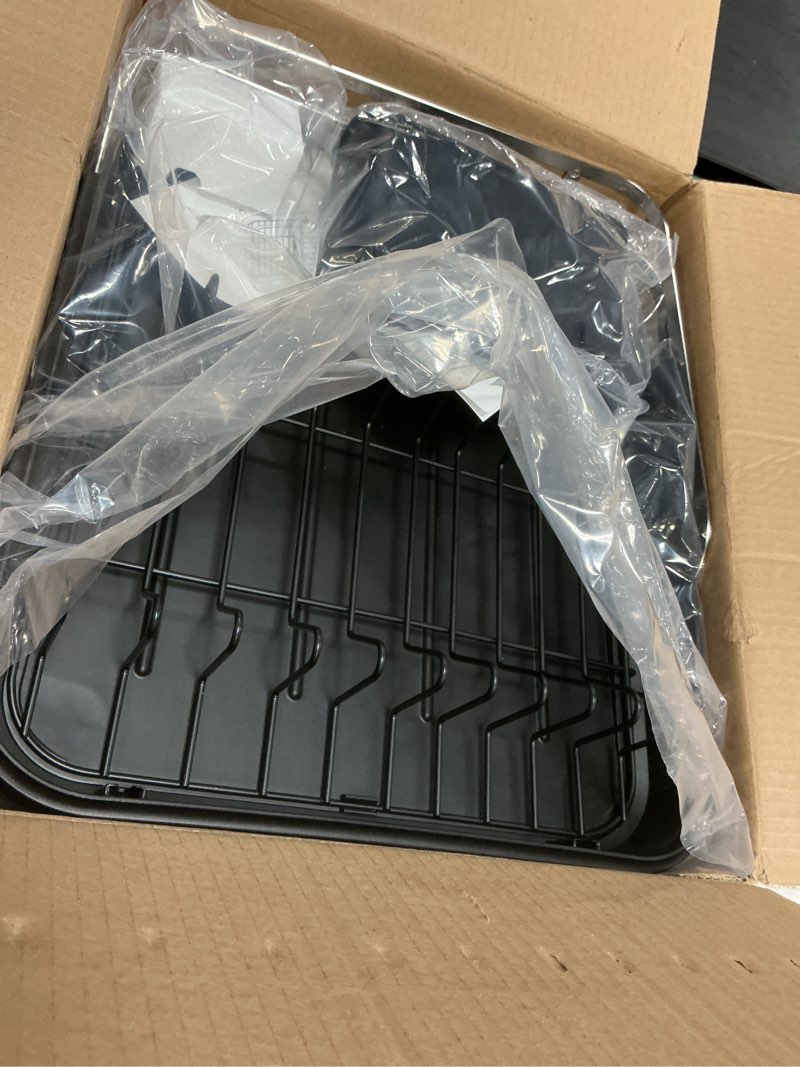 Condition photo showing Good Condition for sayzh dish drying rack - expandable dish rack for kitchen counter, rust-resistant dish drainer with utensil holder and raised guardrail, kitchen organizer for cup and bottle (black)