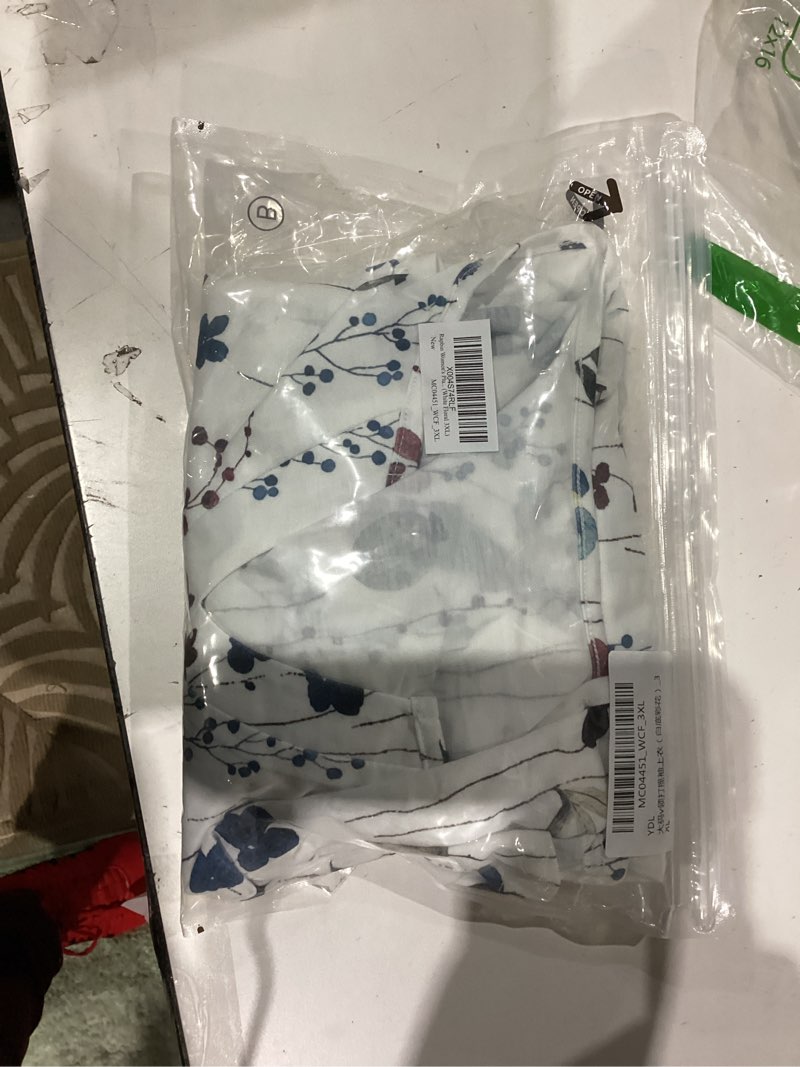 Condition photo showing Good Condition for Rapbin Womens Plus Size Tops 3/4 Sleeve Blouses Shirts Casual V Neck Loose Tunic Tops 1X-5X White Floral 3X-Large