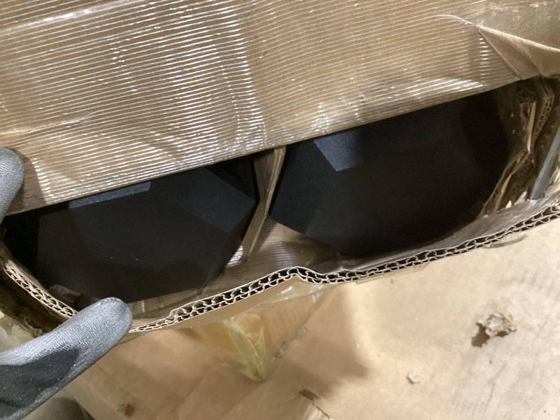 Condition photo showing As Is for cap 50 lbs coated dumbbell set | multiple styles 5lbx2, 20lbx2 set black handles