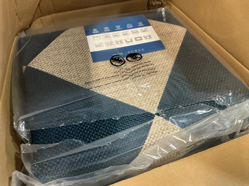 Condition photo showing Good Condition for GarveeHome Easy Jute 8x10 Area Rugs for Living Room Checkered Rugs Machine Washable Non-Slip Backing Indoor Outdoor Carpets for Farmhouse Dining Room Nursery Patio Navy Blue Navy Blue-checkerboard-1 8' x 10' (Rectangular)