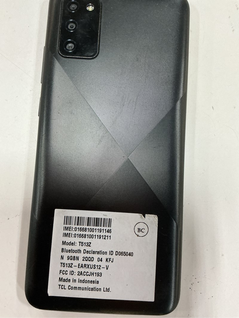 Condition photo showing As Is for tcl model t513z wi-fi 32gb (prepaid) , black ***working condition verified. no network or connectivity tests were performed. bidder be advised ***