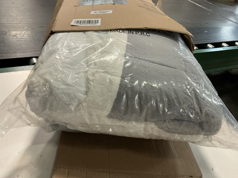 Condition photo showing As Is for cymula pillow top mattress topper queen, thick queen size mattress topper for back pain sherpa mattress pillow top pad with plush fluffy down alternative mattress cover with 8-21" deep pocket, grey