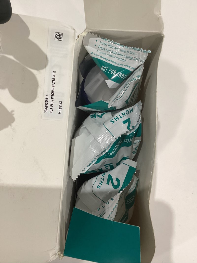 Condition photo showing As Is for pur plus water pitcher and dispenser replacement filter with lead reduction  3 pack  ppf951k3