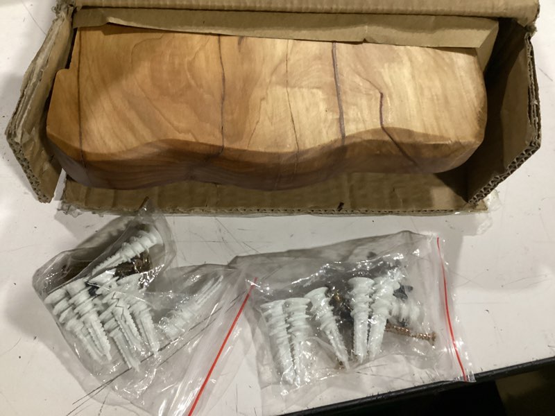 Condition photo showing New/Like New for welland 24 inch cedar natural edge floating shelf set of 2 rustic solid cedar wood floating shelves wall mounted for living room, bedroom, kitchen, bathroom, home office, entryway 24x7.87x0.87 inch