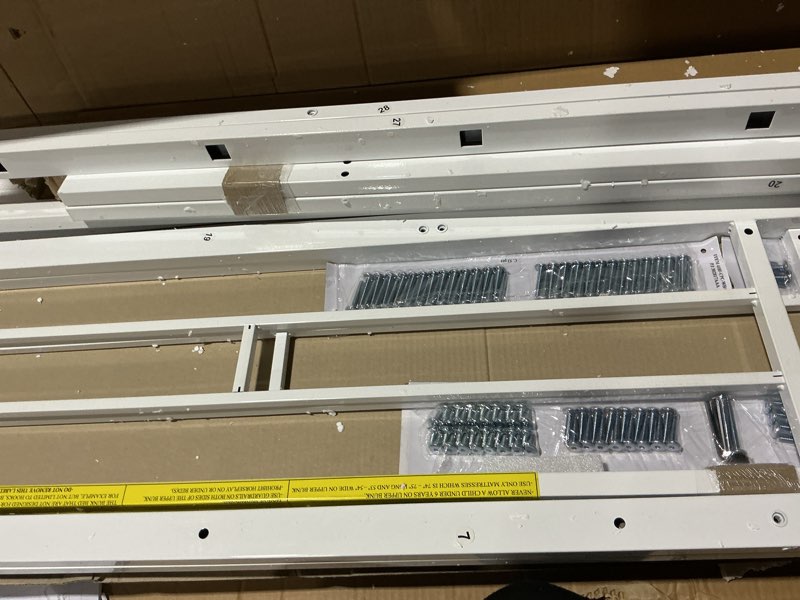Condition photo showing Good Condition for similar white bellemave twin size loft bed with desk and coat rack with charging station and ladder, metal twin loft bed frame for adults, kids, teens, white