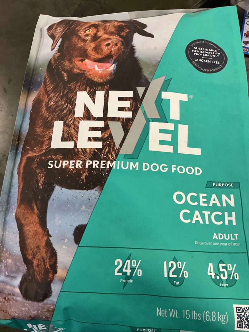 Condition photo showing New/Like New for (BBD 03/04/26). Next Level 111OC15 Ocean Fish Dog Food - 15 lbs