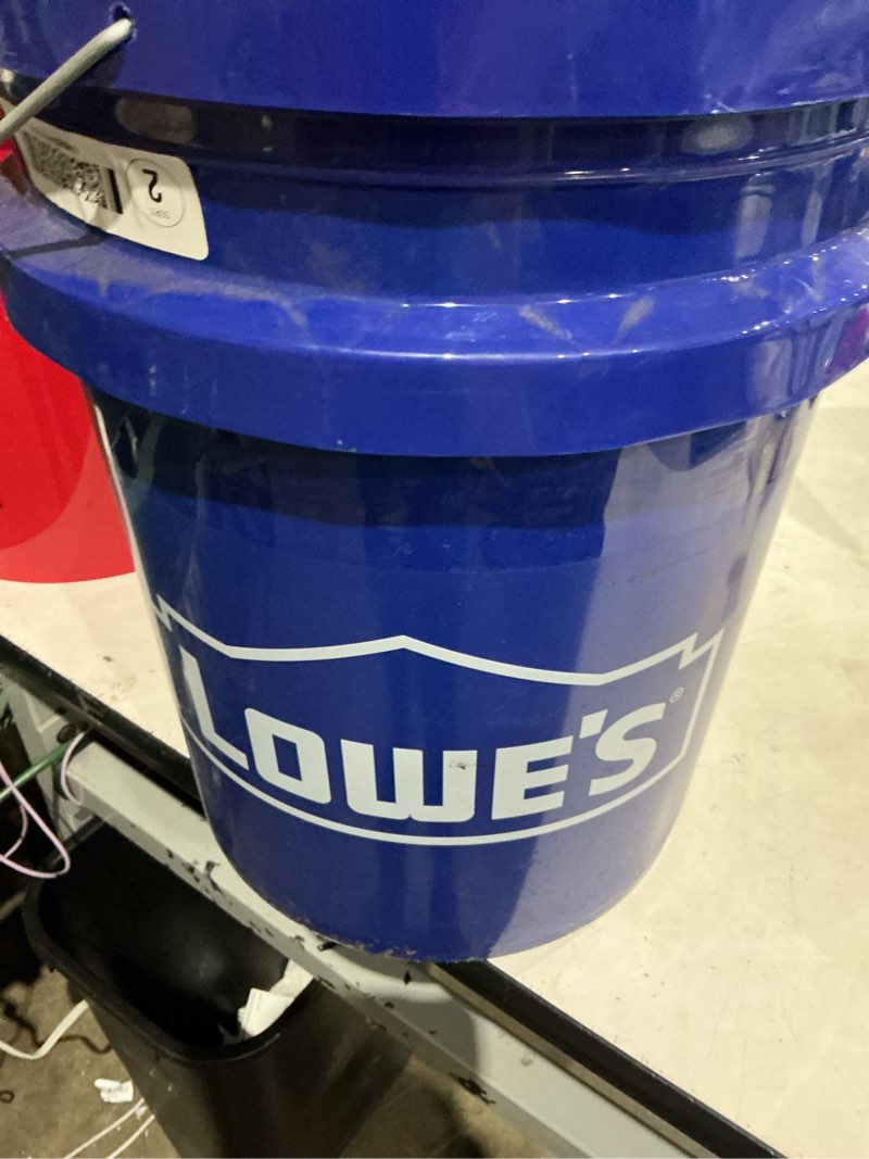 Condition photo showing As Is for lowe's 5-gallon plastic general bucket