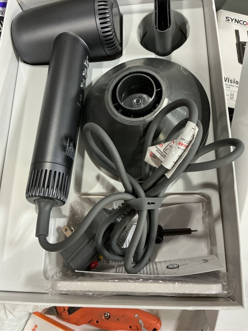 Condition photo showing New/Like New for hair dryer,1600w high speed ionic blow dryer with diffuser,plasma hair dryer with facial mode(silver gray)