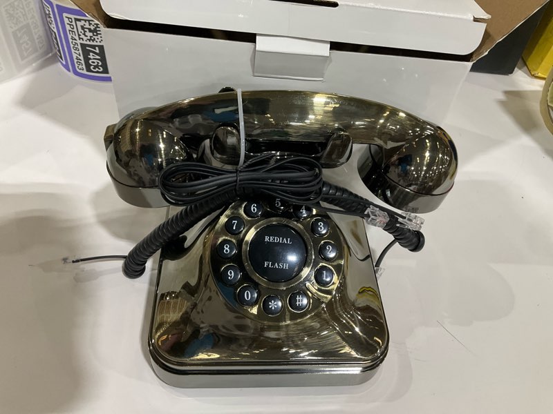 Condition photo showing As Is for Retro Landline Home Phone,TelPal Corded Old Fashion Desk Phones, Basic Decorative Analog Telephone Set, Senior Telephones for Home/Office/Hotel… (Bronze)