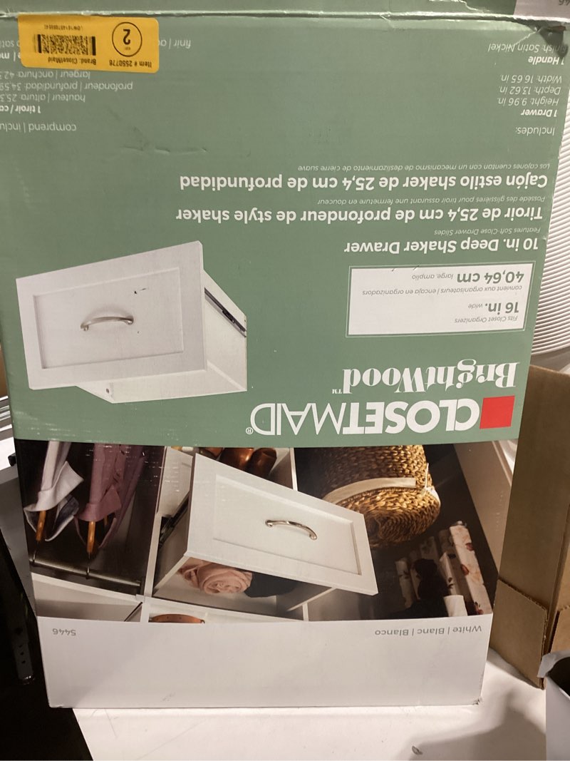 Condition photo showing New/Like New for ClosetMaid BrightWood 5-ft to 10-ft W Reach-in Tower system White Solid Shelving Wood Closet/ missing a few pieces