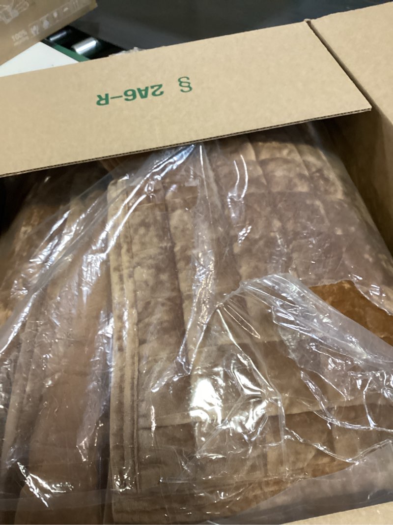 Condition photo showing As Is for RECYCO Luxury Velvet Quilt Set King Size Bedding Sets, Ultra Soft Velvet Comforter Set, Lightweight Channel Box Stitch Oversized Bedspread Coverlet for All Season, with 2 Shams, Caramel Gold King/Cal King (108" x 92") Caramel Gold