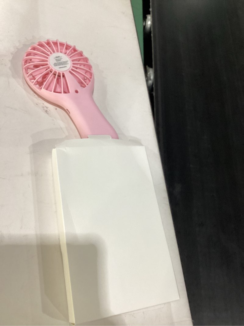Condition photo showing Good Condition for woanger mini handheld fan 3 speed usb electric battery operated small portable pocket fan with data cable and mounting base summer gift for wedding camping travel(white, pink, blue, green)