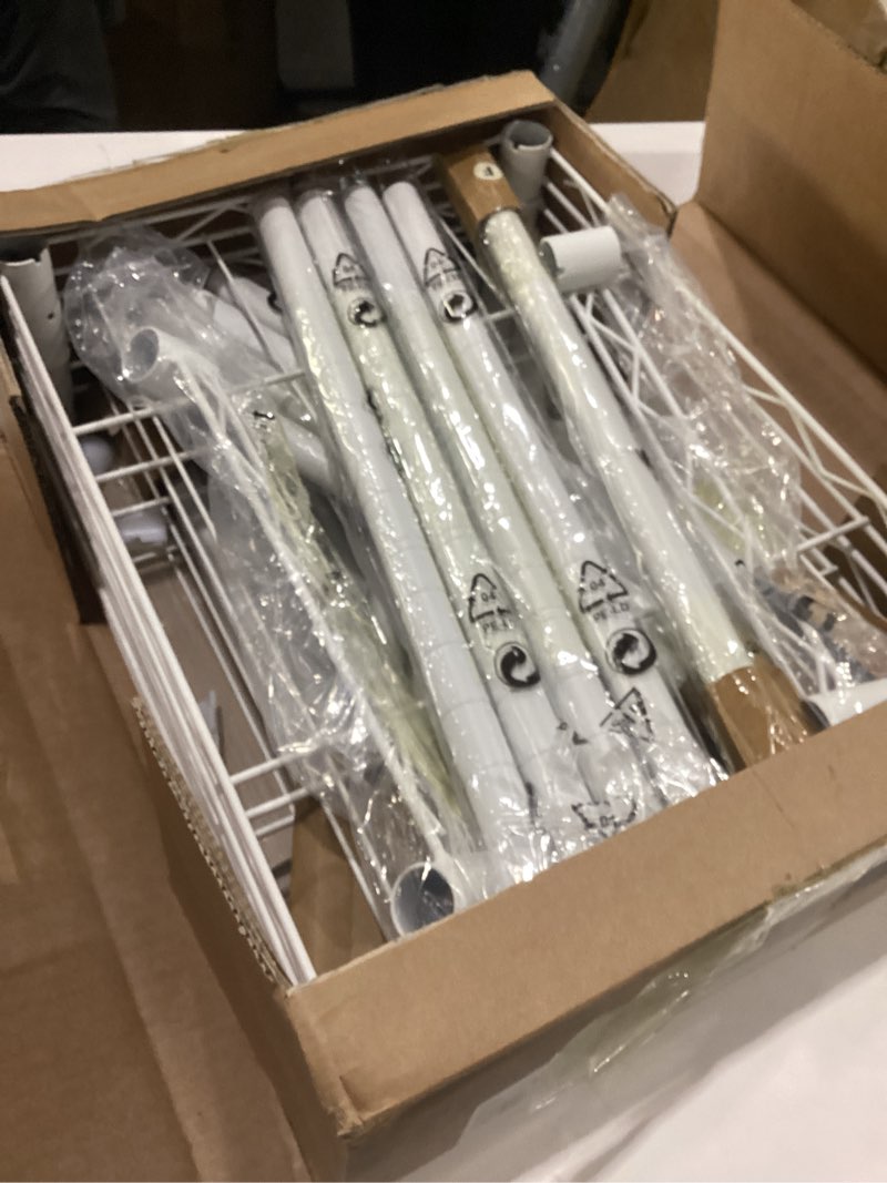 Condition photo showing New/Like New for r1 clothes rack heavy duty, clothing racks for hanging clothes, garment rack with storage shelves, small coat rack freestanding for entryway, hallway, bedroom, max load 448 lbs, white