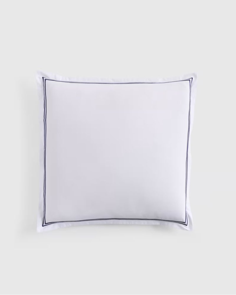 organic crisp percale euro sham embellishment: navy embellished(size 26inx26in)