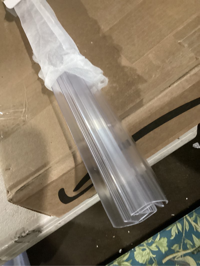 Condition photo showing Good Condition for Sliding Shower Door Bottom Seal, 2 PCS 3/8" x 36" Sliding Shower Door Sweep for 3/8Inch Glass, Frameless Glass Door Seal Strip Stop Shower Leaks and Create a Water Barrier For 3/8" Glass