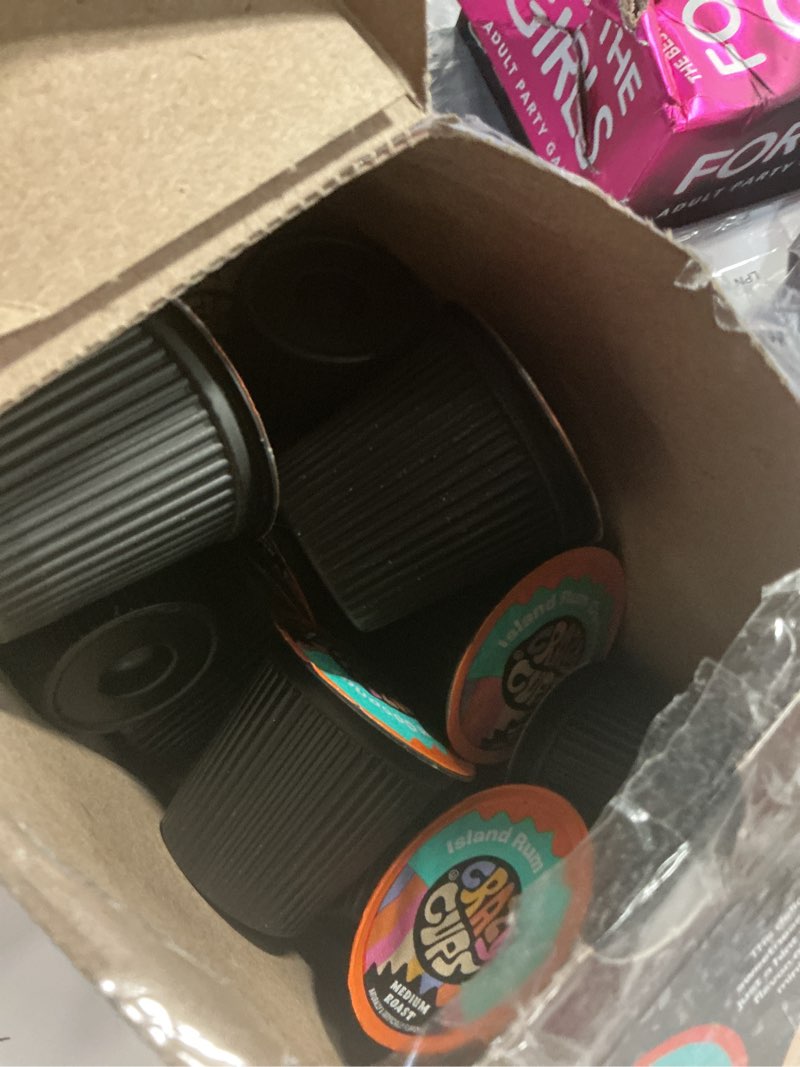 Condition photo showing New/Like New for Used by -09/08/2027) Crazy Cups Flavored Coffee Pods, Island Rum Coconut Single Serve Coffee Cups for K Cup Keurig Machines, Brew Hot or Iced, 22 Count Island Rum Coconut 22 Count (Pack of 1)