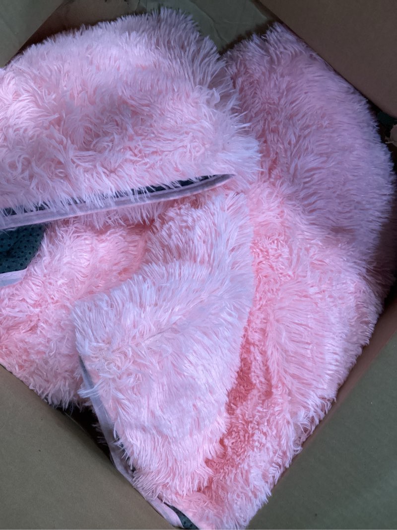 Condition photo showing As Is for Pink Fluffy 4x6 Area Rugs for Bedoom Girls, Soft Washable Fuzzy Furry Shag Rug for Kids Room, Nursery, Dorm Decor, Cute Plush Carpet for Baby Toddler Pink 6' x 4' (Rectangular)