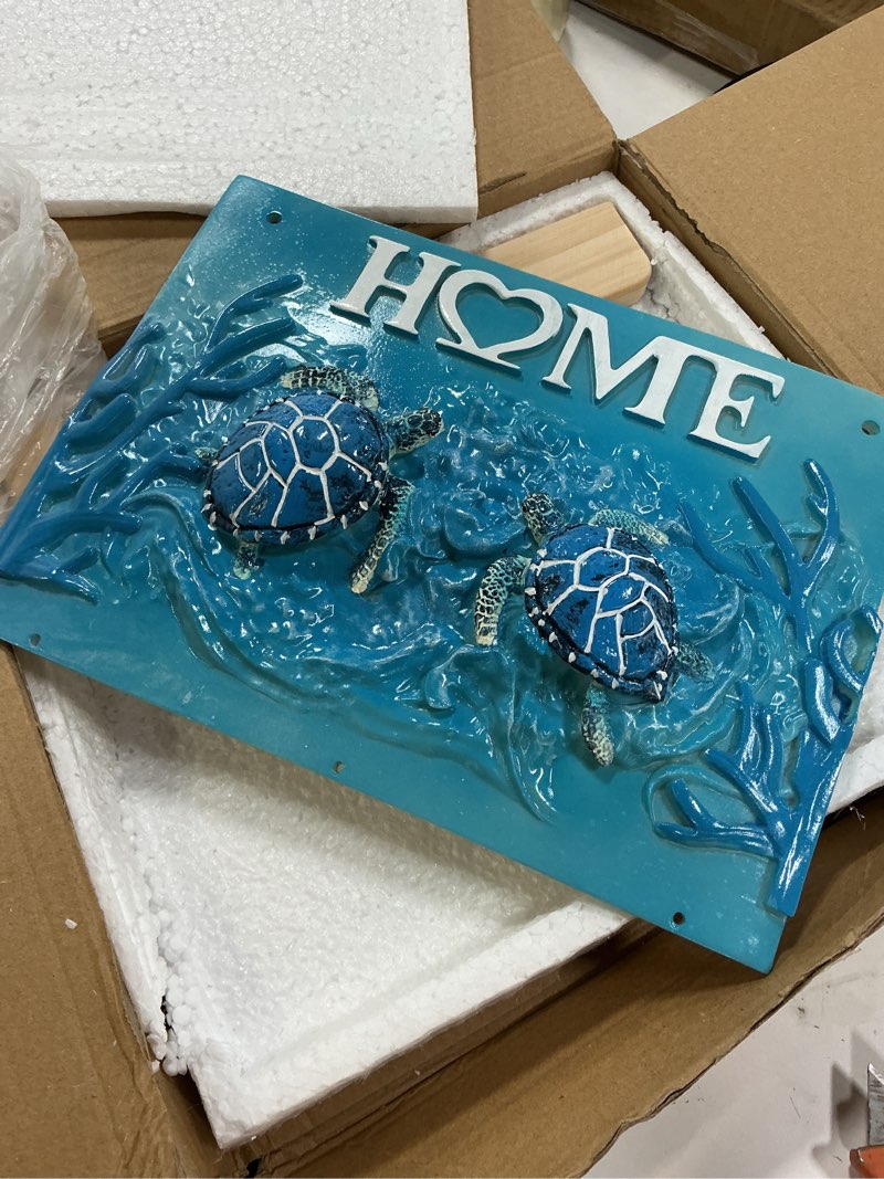Condition photo showing Good Condition for 3d resin sea turtle "home" wall sign