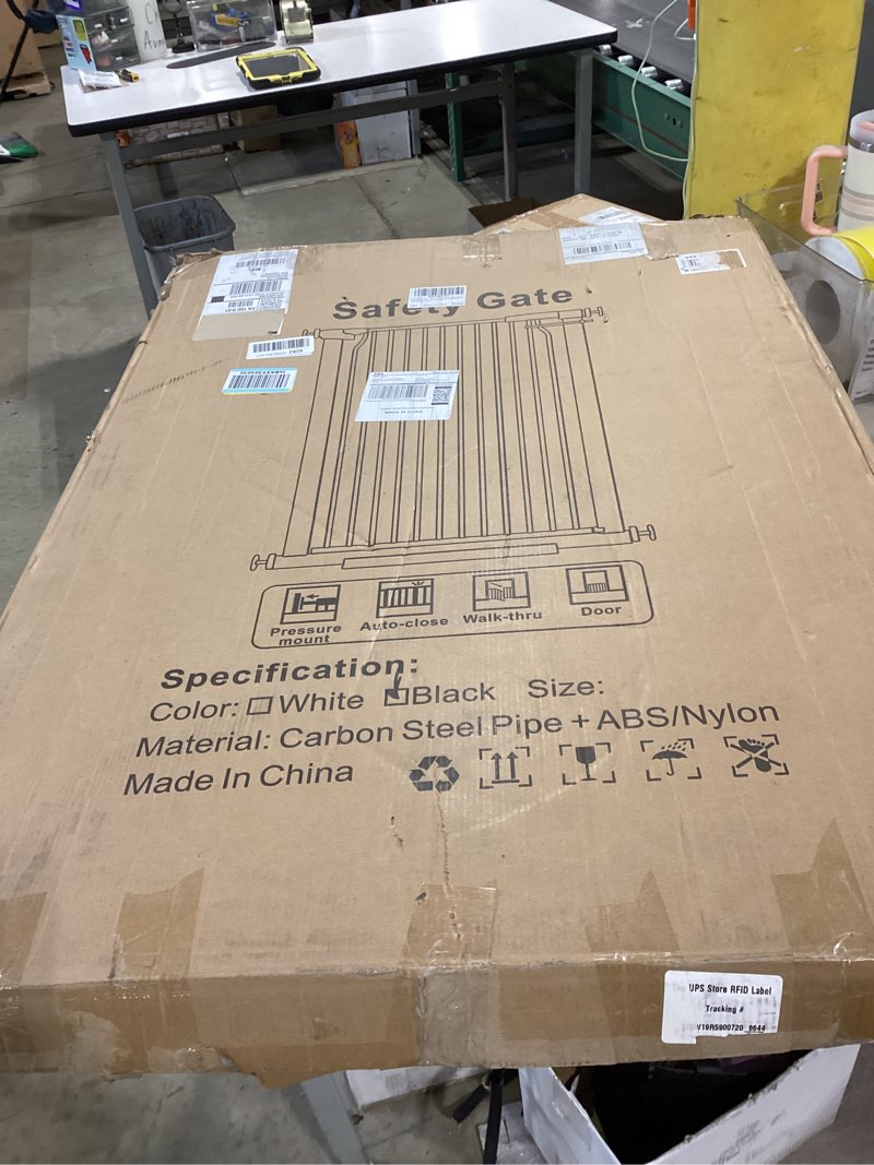 Condition photo showing Good Condition for 40.55" extra tall baby gate, 49.2-54.7 in wide, no drilling, pressure mounted child safety gate with door, black 49.2"-54.7''