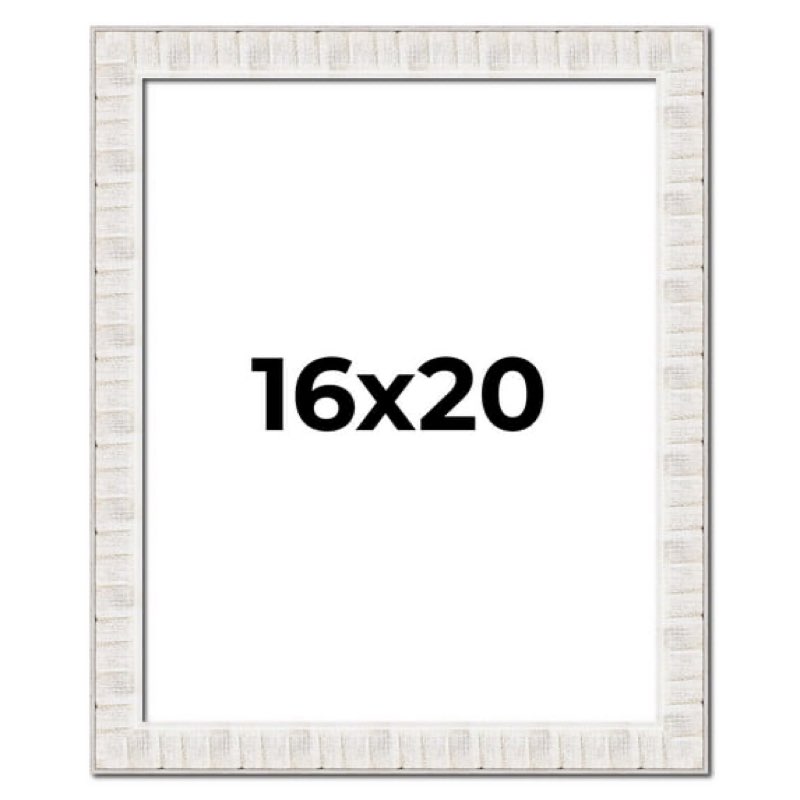 16x20 Frame White Sonoma Rustic Wood Picture Frame 1.5 Inch Moulding Width  Complete with UV