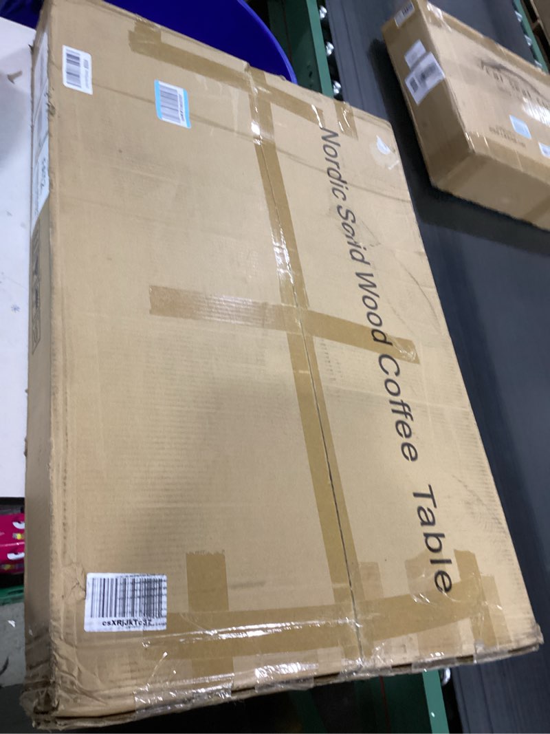 Condition photo showing As Is for Solid Wooden Modern Triangle Coffee Table: Unique Funky Coffee Tables for Living Room, Oval Mid-Century Irregular Abstract Tea Tables for Patio Office Balcony Bedroom (Black, 35" L x 24" W x 16" H) Black 35"L x 24"W x 16"H