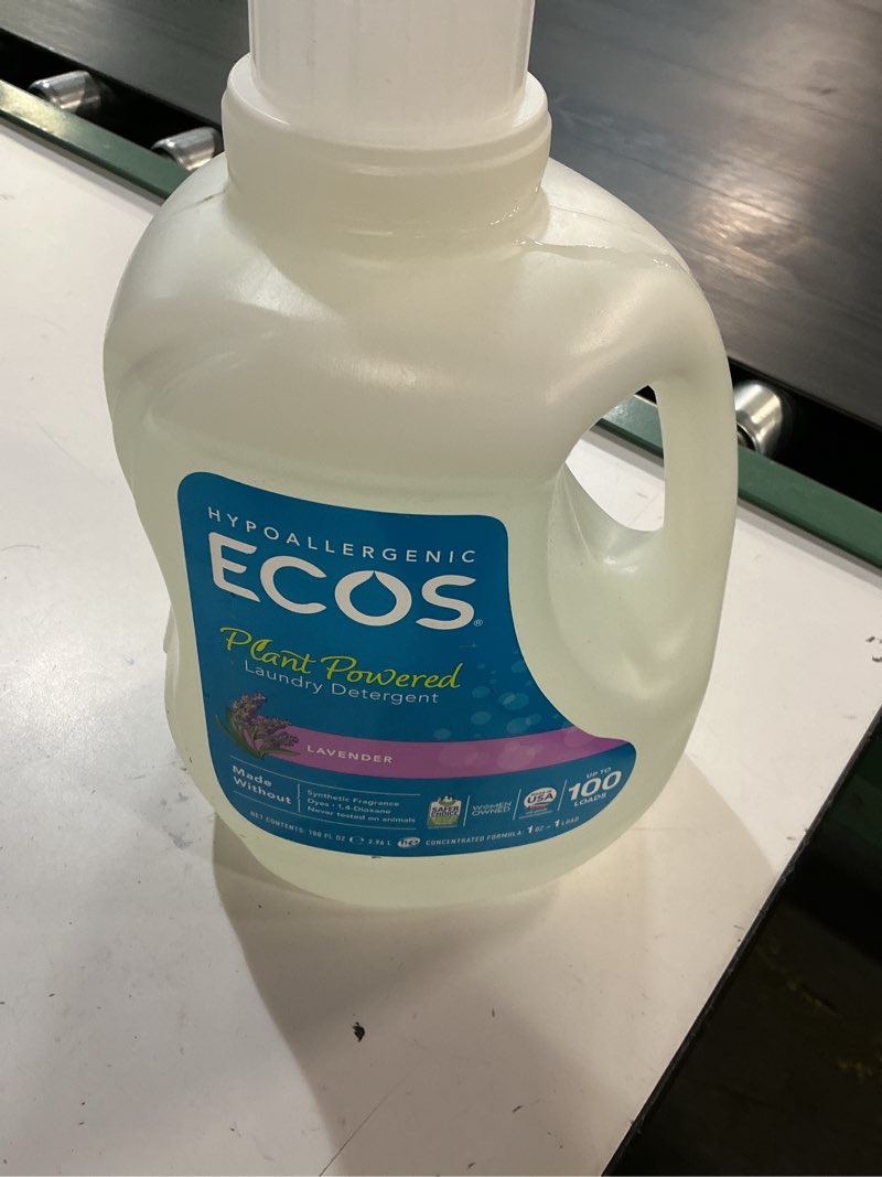 Condition photo showing New/Like New for ECOS Laundry Detergent Liquid, 200 Loads - Dermatologist Tested Laundry Soap - Hypoallergenic, EPA Safer Choice Certified, Plant-Powered - Lavender, 100 Fl Oz (Pack of 2) Lavender 100 Fl Oz (Pack of 2)
