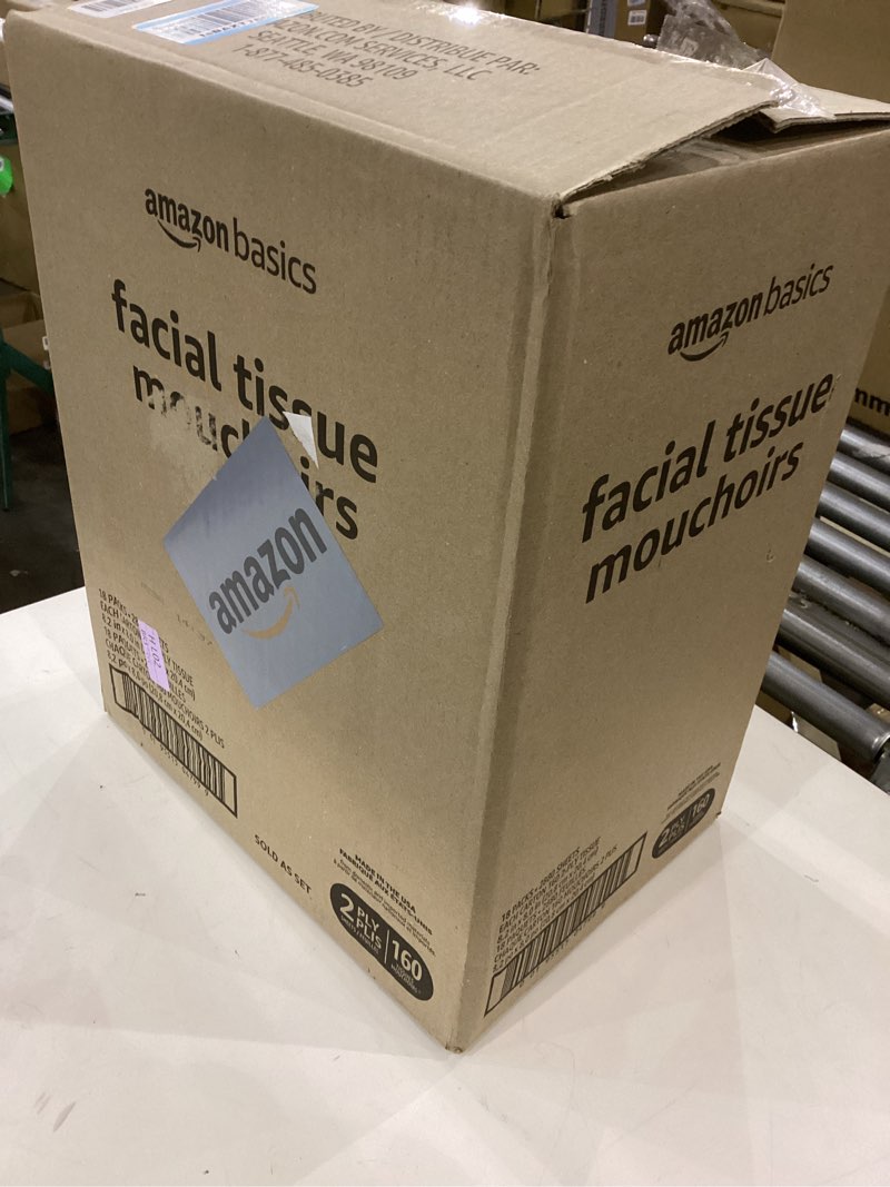 Condition photo showing Good Condition for Amazon Basics Facial Tissue, 2-Ply, 2880 Count (18 Packs of 160), (Packaging May Vary) 160 Count (Pack of 18)