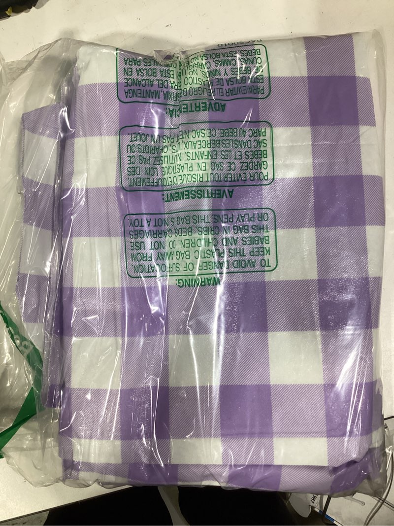 Condition photo showing Good Condition for misaya rectangle waterproof vinyl table cloth, buffalo flannel backed tablecloth, wipeable plastic table cover for dinner, kitchen, outdoor (60" x 102", lavender and white) 102" x 60" (rectangular) lavender and white 1