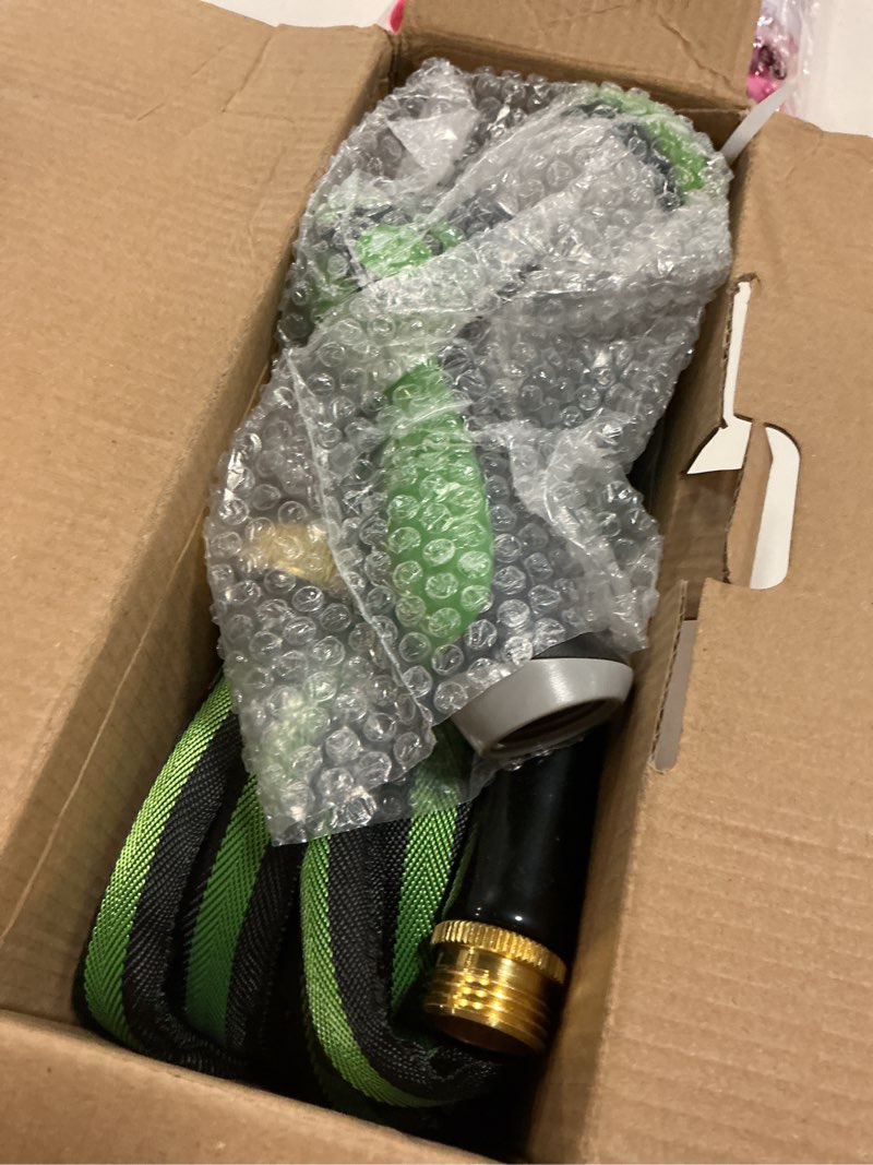 Condition photo showing Good Condition for aterr garden hose 50ft, lightweight flexible water hose with 10 pattern nozzle, durable hose, solid aluminum connectors, leak-resistant for yard lawn car washing, (green) green 50ft