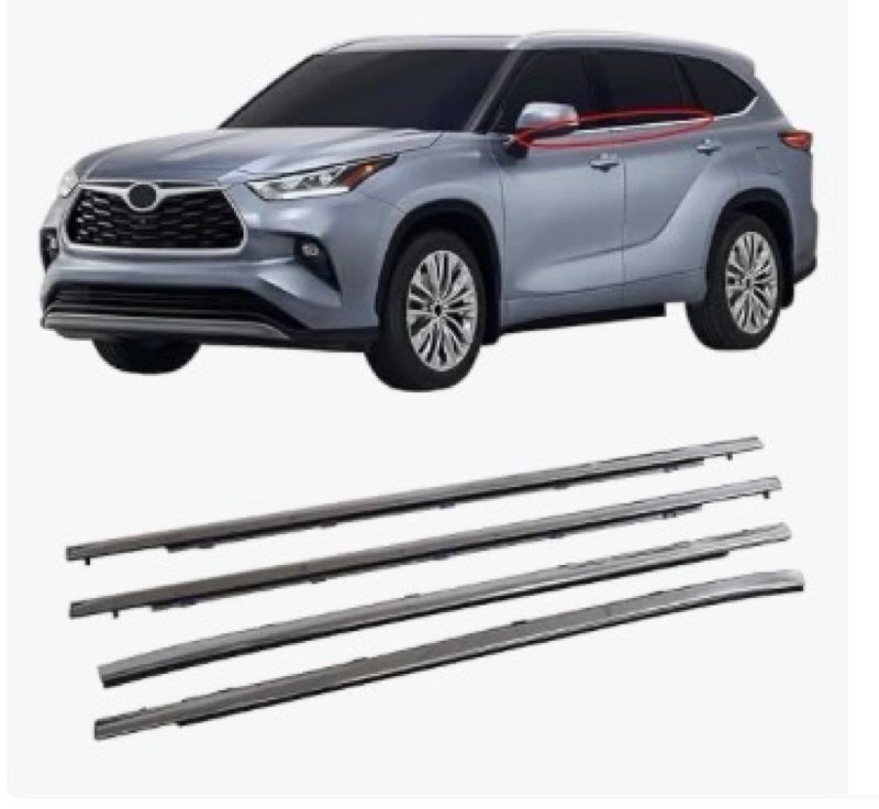 Priprilod Chrome Window Weatherstrip Sweep Molding Trim Compatible with Toyota Highlander 2014-2019#