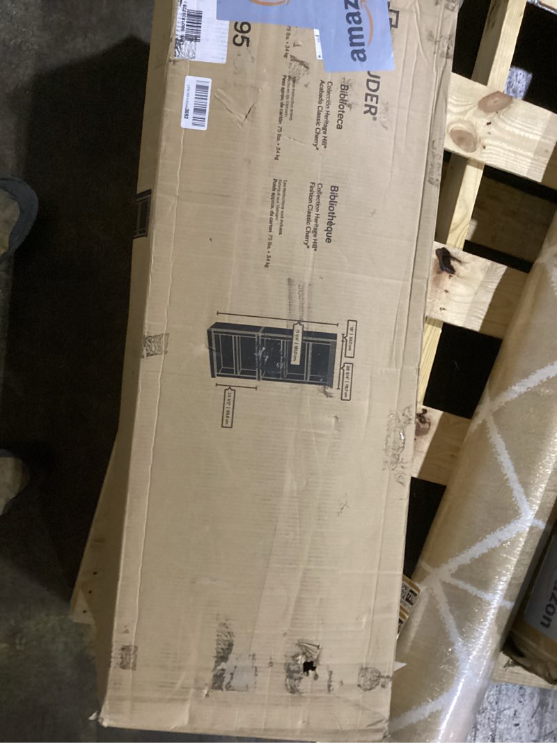 Condition photo showing Good Condition for Sauder Heritage Hill Library/ Book shelf, Classic Cherry finish Classic Cherry L:29.80" x W:13.09" x H:71.26"