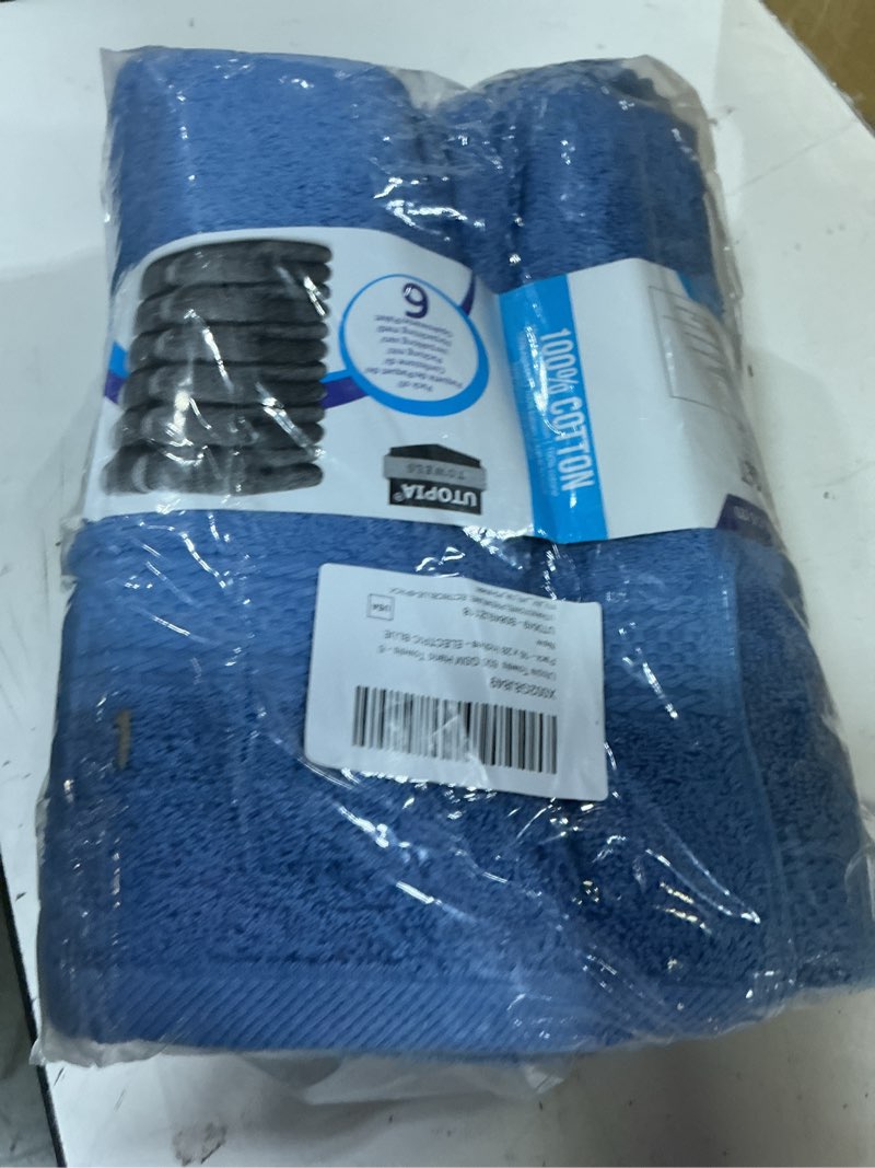 Condition photo showing Good Condition for utopia towels [6 pack premium hand towels set, (16 x 28 inches) 100% ring spun cotton, ultra soft and highly absorbent 600gsm towels for bathroom, gym, shower, hotel, and spa (electric blue) 6 hand towels electric blue