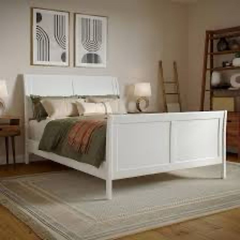 Valencia Solid Wood Low Profile Sleigh Platform Bed with Matching Footboard