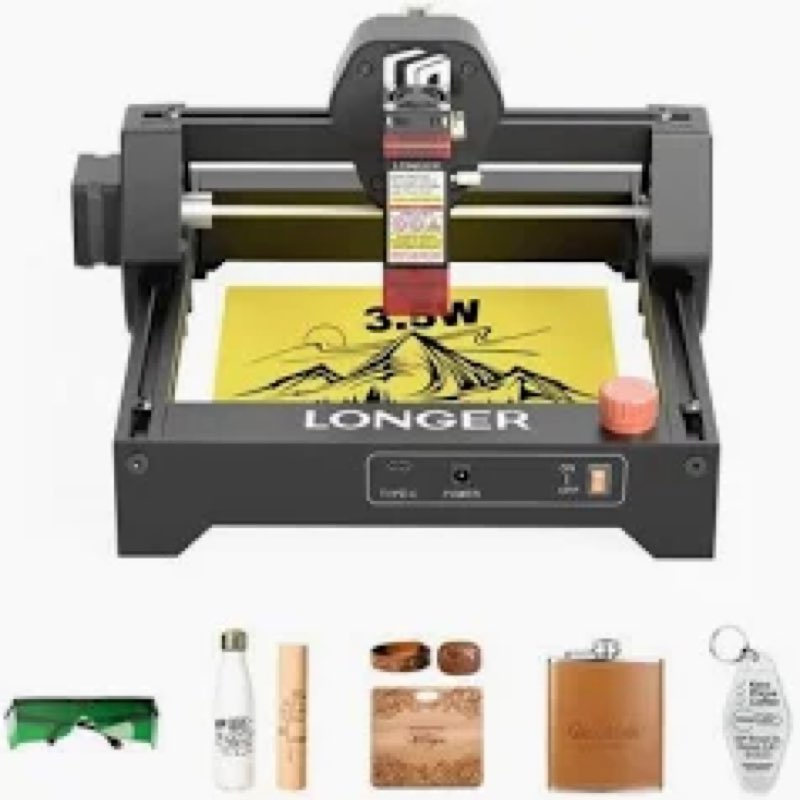 LONGER RAY5 Mini Laser Engraver, 12000mm/min High-Speed Cutter for Wood, Metal, Acrylic, Leather, DI