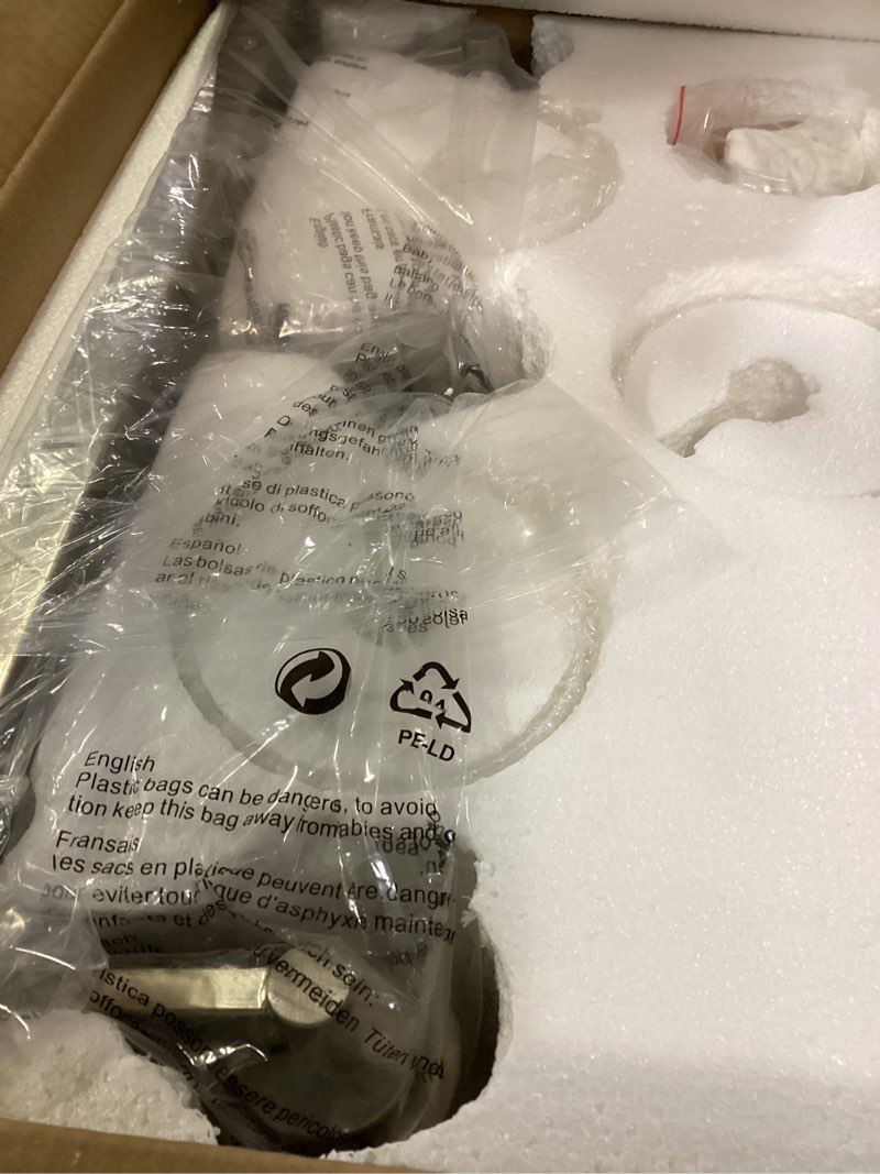 Condition photo showing Good Condition for 3-light bathroom light fixture, brushed nickel modern vanity light with white marble glass shade, for bathroom mirror, living room, bedroom, hallway, e26 base, extended base brushed nickel?extended base? 3-light