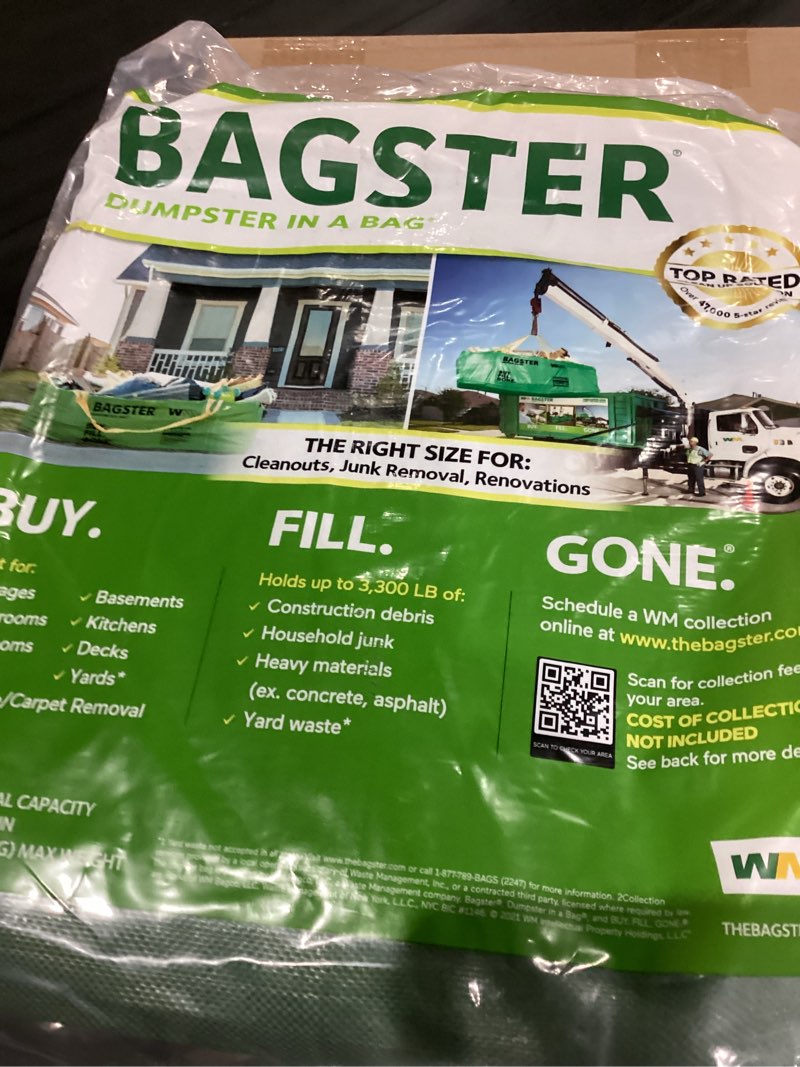 Condition photo showing New/Like New for BAGSTER 3CUYD Dumpster in a Bag holds up to 3,300 lb, Green