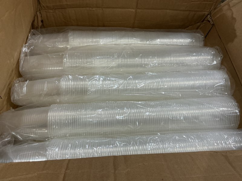 Condition photo showing New/Like New for clawsoff 500 pack 9 oz plastic cups, disposable drinking cups, water cups plastic clear cups for party, wedding, graduation, travel, holiday, events, birthday,cold,hot 9oz 500