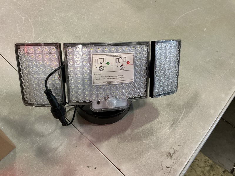 Condition photo showing As Is for nacinic motion sensor outdoor light hardwired, 45w 7500lm security flood lights motion detector dusk