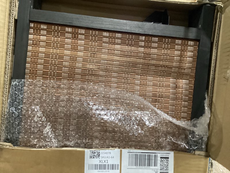 Condition photo showing As Is for 4 panel bamboo room divider - 5.6 ft tall folding privacy screen for room separation, natural brown (67 x 61.4 inches) brown 4 panel