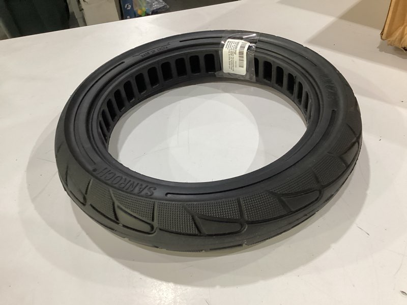 Condition photo showing New/Like New for 14x2.50 solid electric tire compatible with 2.50-10 and 60/100-10, puncture proof honeycomb tires, for ebike scooter tyre replacement